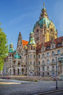 City side of the New Town Hall, Hanover, Lower Saxony, Germany