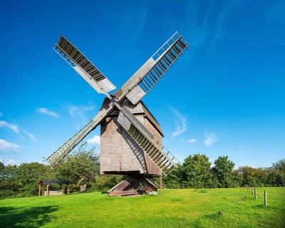 Bockwindmill in the village of Schillingstedt, Thuringia, Germany