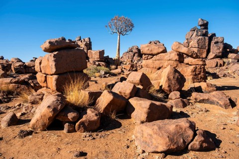 Stacked red rocks, rock formations, Giants Playground, Keetmanshoop, Namibia