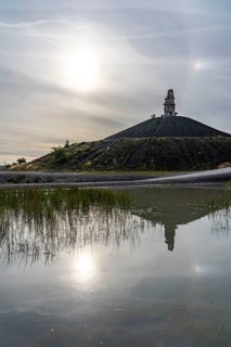 Rheinelbe spoil tip in Gelsenkirchen, 100 metre high spoil tip, landscape park, with the sculpture