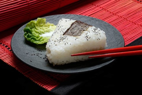Onigiri, Japanese rice on plate, rice balls