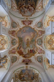 Vaults with ceiling paintings in the Maria Brünnlein pilgrimage basilica in rococo style built