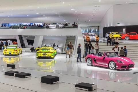 Porsche Museum Stuttgart-Zuffenhausen. The automotive museum of Dr. Ing. h.c. F. Porsche AG shows