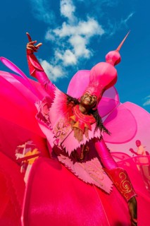 Karibische Teilnehmer am Internationalen Karneval der Seychellen in Victoria, Mahe, Republik