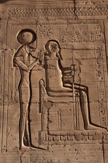 Hieroglyphic relief details from the Ramesseum, memorial temple or mortuary temple of Egyptian