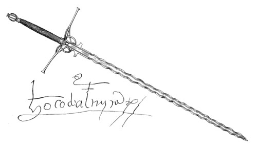 Two handed sword and autograph of Vasco da Gama, c. 1460s – 1524, Portuguese explorer, digitally