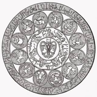 Chinesischer Tierkreis, auf der Rückseite eines Zauberspiegels
