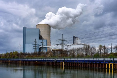 The UNIPER Datteln 4 coal-fired power plant, power plant block and cooling tower, Dortmund-Ems