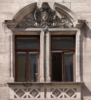 Decorative window of a 19th century residential house Erlangen, Middle Franconia, Bavaria, Germany