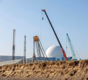 Preparatory construction work, Sizewell C nuclear power station, Sizewell, Suffolk, England, UK -