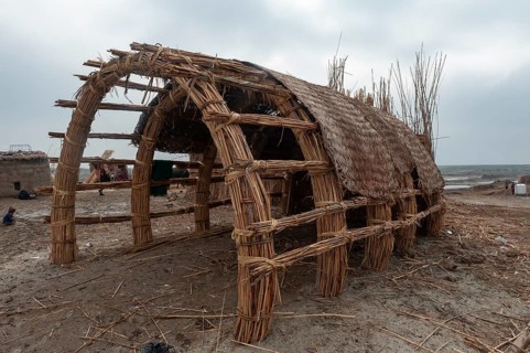 Al Chibayish, Iraq. November 6th 2018 Tradition Iraqi reed house under construction, known as a