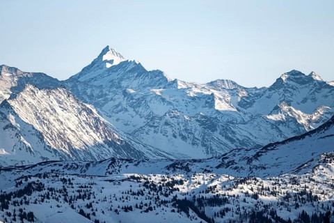 Grossglockner summit in winter, view from Hohe Salve, Tyrol, Austria
