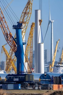 The seaport of Eemshaven, Julianahaven Basin, is where the components, rotors, tower components,