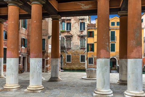 Arcade at Campo della Confraternita, Venice, Veneto, Italy