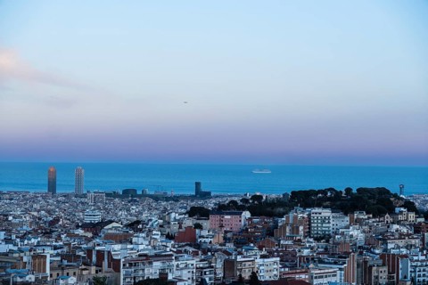 View of Barcelona, Spain, from the Tibidabo in the evening light