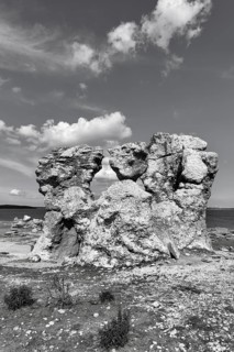 Raukar, limestone pillars, mythical creatures, coastline, monochrome, uninhabited island of