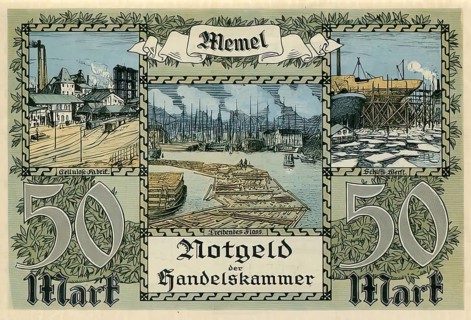 Emergency money, 50 Mark, Chamber of Commerce of the Memel region, 1922, Germany, reproduction of a
