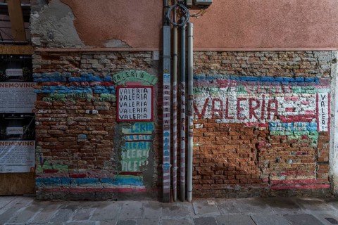 Gaffitian of a wall, veneration of a woman named Valeria, Venice, Veneto, Italy
