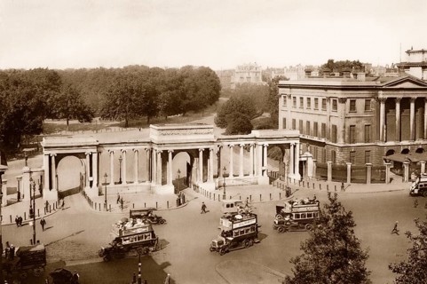 Grand entrance to Hyde Park, London, UK, ca 1920