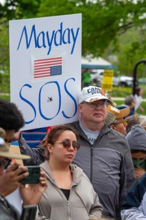 Detroit, Michigan - Labor organizations protest President Trump's 'war on working people' with a