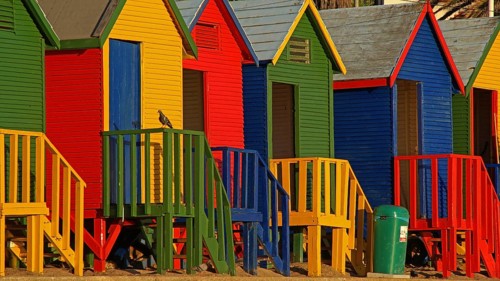 South Africa, Africa, colorful beach houses, Cape Town, Western Cape, Saint James