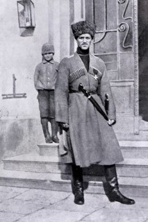 Grand Duke Michael, brother of Tsar Nicholas II, in Cossack uniform, 1917, Saint Petersburg, Russia