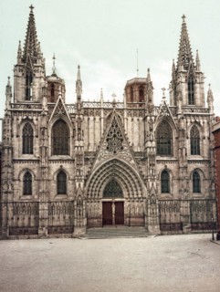 Barcelona. Fachada de la Catedral, Spain, c. 1890, Historic, digitally restored reproduction from a
