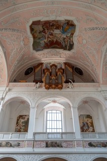 Organ loft of the Church of the Guardian Angels, built in the 17th century and rebuilt in Baroque