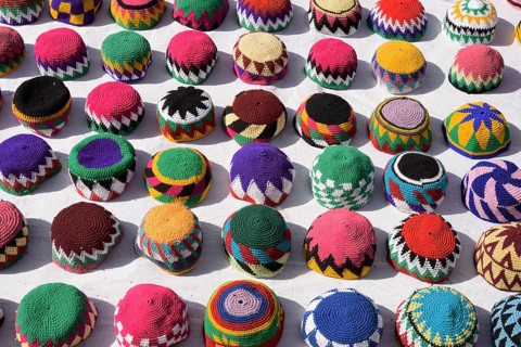 Traditional headdresses at a bazaar, Aswan, Egypt