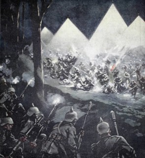 World War 1, an English attack on German trenches near La Bassee collapses under German fire, the