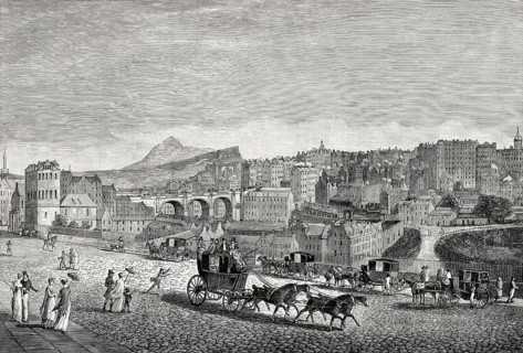View of the Old Town of Edinburgh from Pinces Street, Scotland, 1814