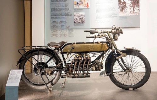 Motorbike FN Four, Fabrique Nationale de Herstal, PS.SPEICHER Museum, Einbeck, Lower Saxony,