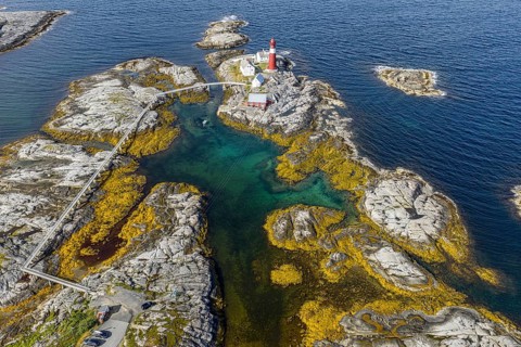 Aerial view of lighthouse Tranoy Fyr, Tranøy, Norway