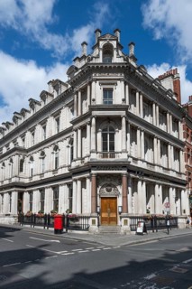 Historic building on a street corner, neoclassical architecture, Union Bank branch and Last