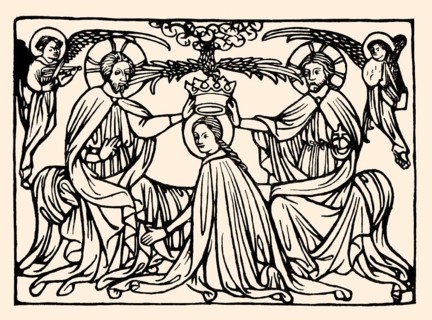 Coronation of Mary, wood engraving, 1420