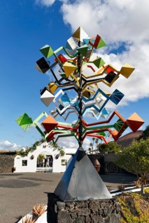 Colourful wind chimes at the entrance, former home of the artist, Fundacion Cesar Manrique,