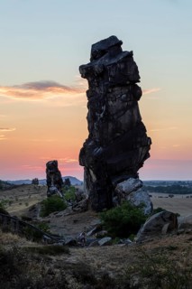 Sunset at the Devil's Wall near Weddersleben, Thale, Harz, Saxony-Anhalt, Germany