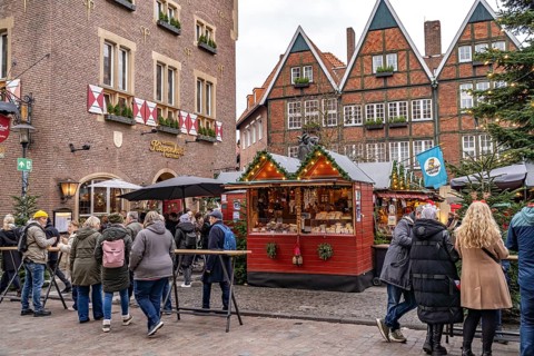 Weihnachtsdorf am Kiepenkerl Memorial in Münster, North Rhine-Westphalia, Germany