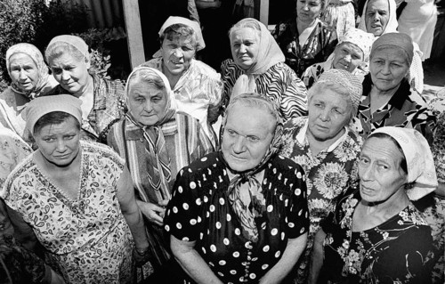 Russian-German woman have gathered for worship at a Protestant church in a village in Kazakhstan,