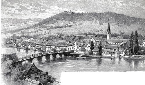 View of Stein am Rhein in 1896, Switzerland, illustration, reproduction from a 19th century model.
