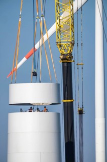 Construction site of the new Bedburg 3 wind farm, on recultivated open-cast mining site, 9 wind