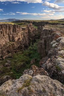 Lava fields, tectonic plates, continental plates, crevasses and canyons, summer, sunny, Thingvellir