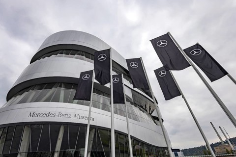 Mercedes-Benz Museum Stuttgart. Exterior view. The Automobile Museum presents a journey through the