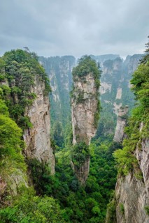 Famous tourist attraction of China, Avatar Hallelujah Mountain in Zhangjiajie stone pillars cliff