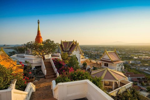 Wat Khao Chong Krachok, sunset, Prachuap Khiri Khan, Prachuap Khiri Khan Province, Central