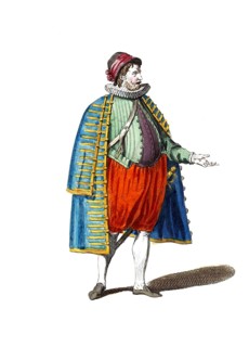 Historical clothing, fashion over time, clothing of a French nobleman in 1581, France, digitally