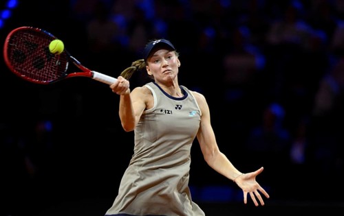 Action Elena Jelena Rybakina (KAZ) Women's Porsche Tennis Grand Prix Porsche Arena, Stuttgart,