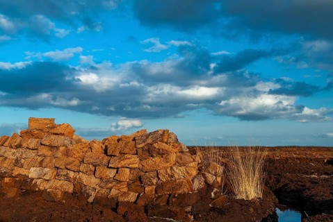 Peat mining in Goldenstedter Moor, Goldenstedt, Lower Saxony, Germany