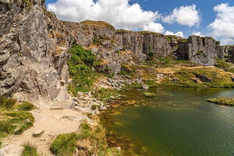 Lake at Foggintor Quarry, Dartmoor, Devon, England, Great Britain