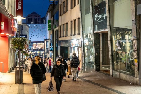 Limbecker Straße in the city centre of Essen, pedestrian zone, shopping street, with frequently
